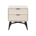 Modern Minimalist Nightstand with Two Drawers and Metal Legs