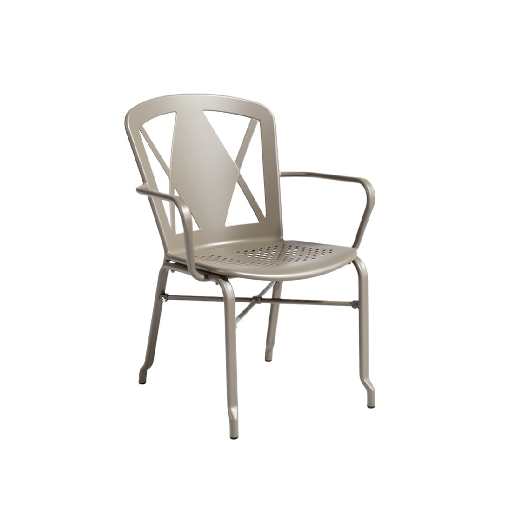 Modern Metal Armchair with Perforated Seat Design