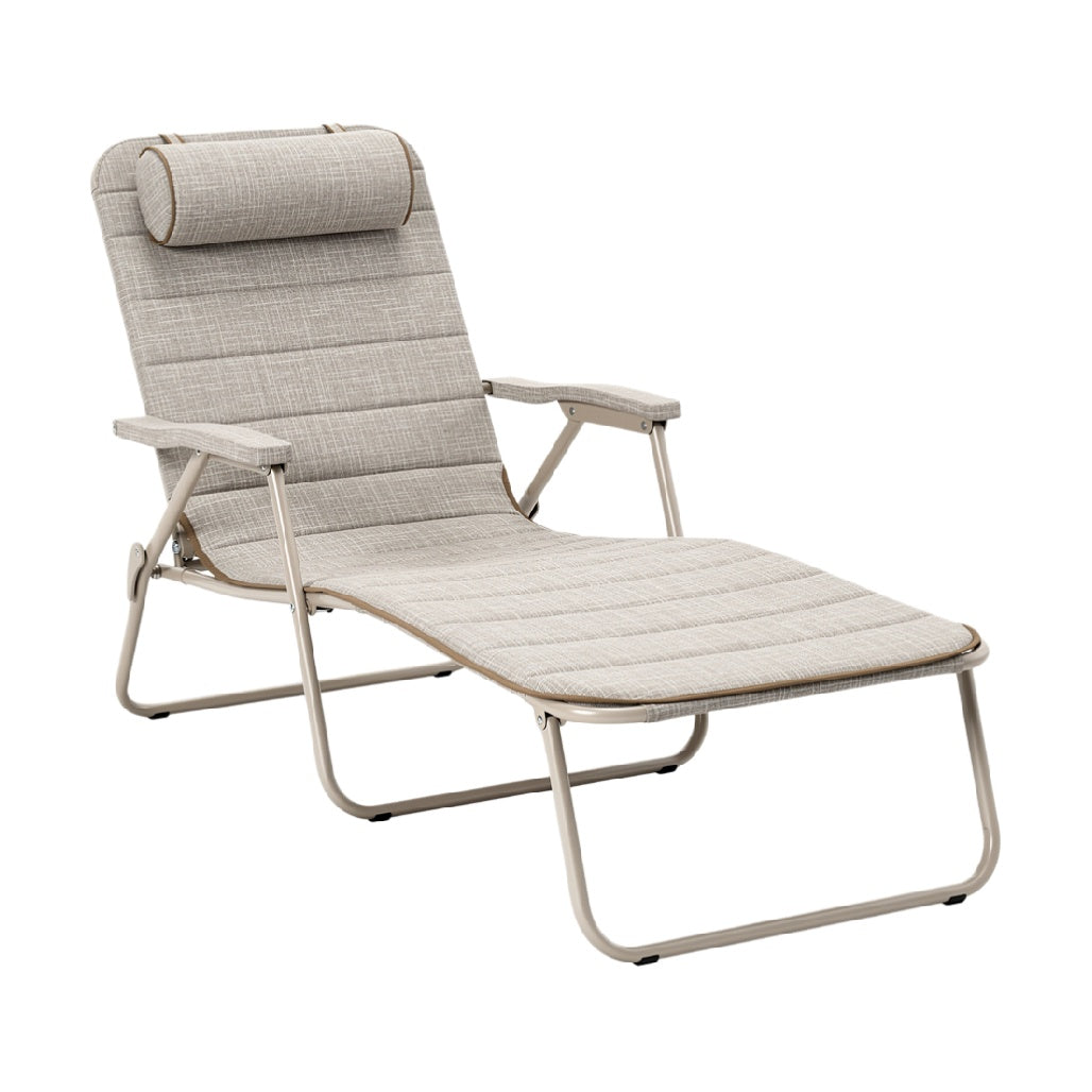 Adjustable Outdoor Lounge Chair with Headrest and Lightweight Frame