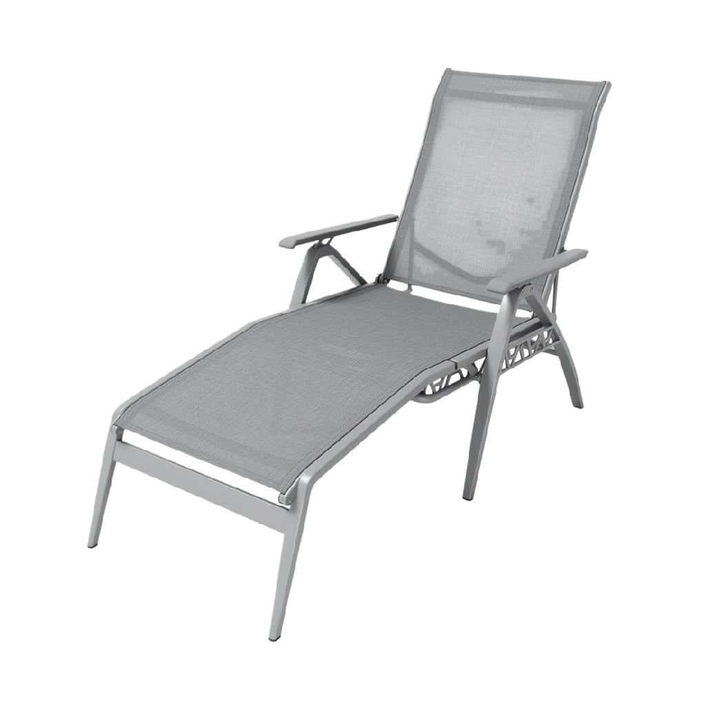 Adjustable Outdoor Lounge Chair with Aluminum Frame and Mesh Fabric